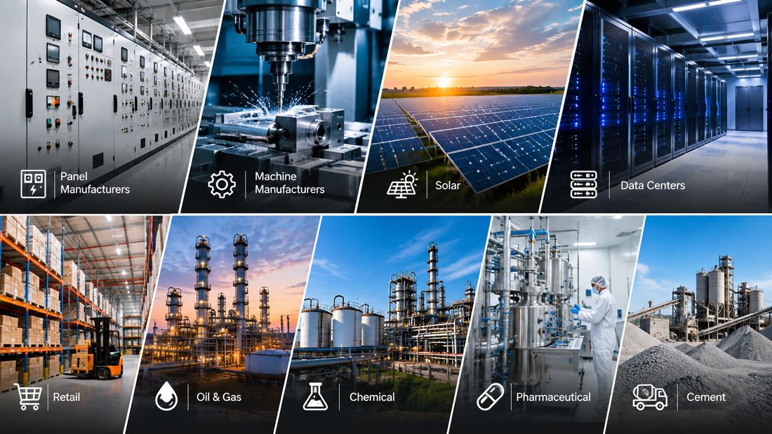 VERCHO Enterprises supplies electrical panel accessories, cables and switchgear to Panel Manufacturers, Machine Manufacturers, Solar, Data Centers, Retail, Oil & Gas, Chemical, Pharmaceutical and Cement industries across India
